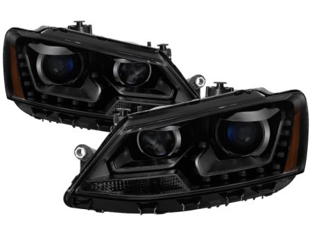 xTune Volkswagen Jetta 11-14 DRL Projector Headlights - Black Smoked PRO-JH-VJ11-DRL-BSM For Sale