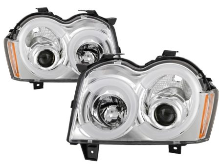 Spyder 05-07 Jeep Grand Cherokee - Light Bar Projector Headlights - Chrome - PRO-YD-JGC05V2-LB-C Hot on Sale