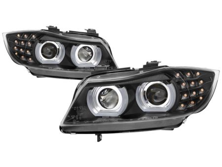 Spyder 09-12 BMW E90 3-Series 4DR Projector Headlights Halogen - LED - Black - PRO-YD-BMWE9009-BK Fashion