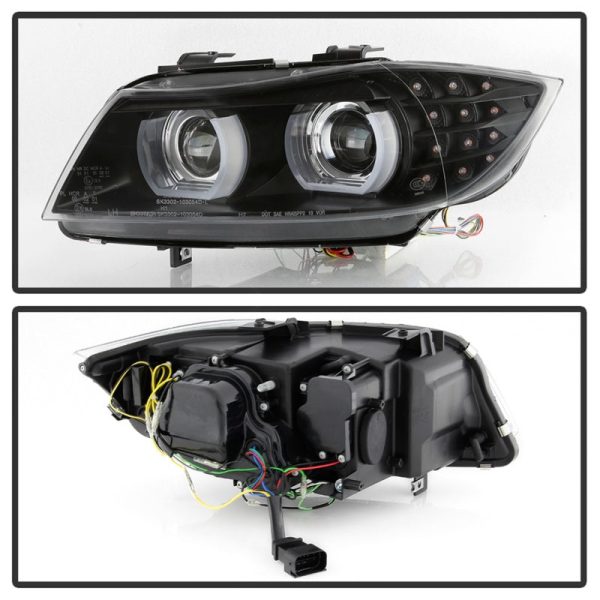 Spyder 09-12 BMW E90 3-Series 4DR Projector Headlights Halogen - LED - Black - PRO-YD-BMWE9009-BK Fashion