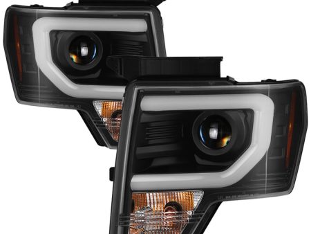 Spyder 09-14 Ford F-150 Projector Headlights - Halogen Model Light Bar - Blk PRO-YD-FF15009-SBLB-BK Fashion