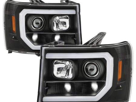 Spyder 07-13 GMC Sierra 1500-3500 Ver 2 Proj Headlights - DRL LED - All Blk PRO-YD-GS07V2-LBDRL-BKV2 on Sale