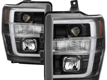 Spyder 08-10 Ford F-250 SD Projector Headlights V2-Switch Back Light Bar-Black PRO-YD-FS08V2-SBLB-BK For Sale